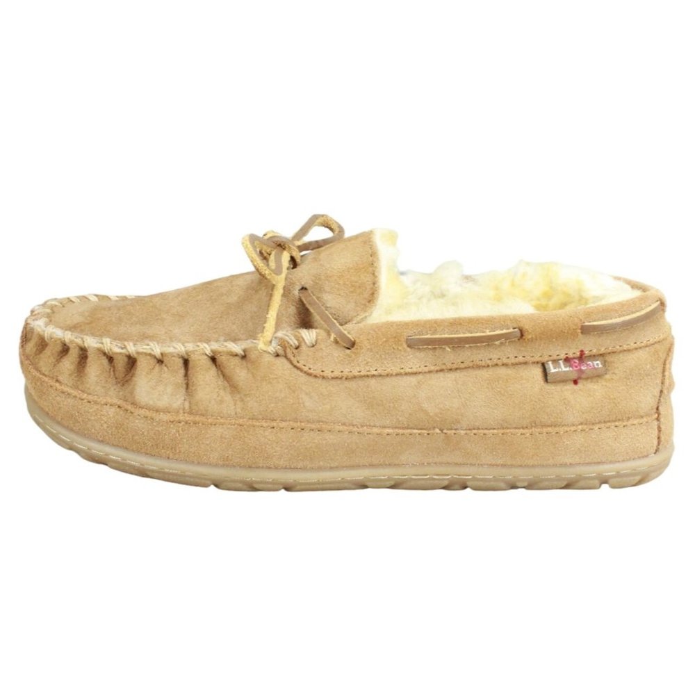 LL Bean Brown Suede Wicked Good Moccasin Slippers Size 8 M - Picture 1 of 9